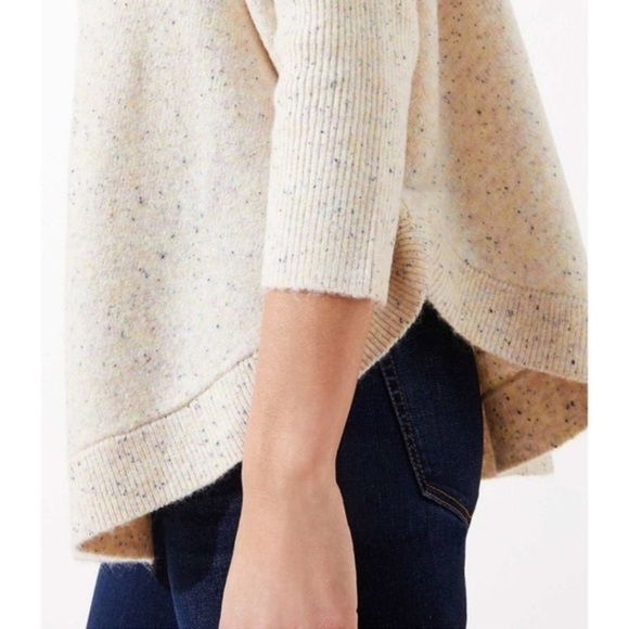 Loft Flecked Mock Neck Poncho Sweater Size Large - Picture 1 of 8